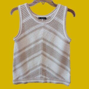 Dunnes  Sleeveless & Vest Crochet  Sweater Tank Top beige/White  Small